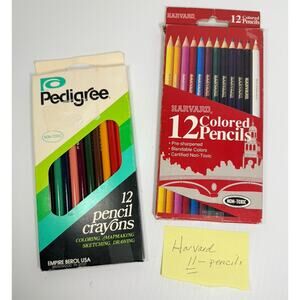Vintage Colored Pencil Crayons Pedigree NEW and Harvard Non Toxic Made USA READ